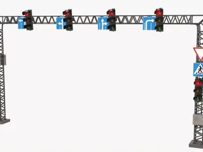 Traffic light with frame support 3D model