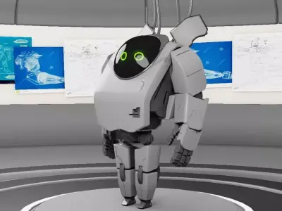 next gen robot and laboratory  rigged - animated character 3D model