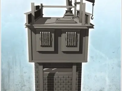 Brick industrial handling building with lifting crane 21 - Moder 3D print model