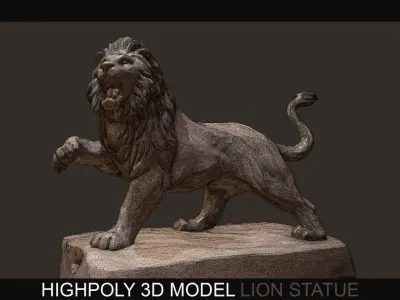 Lion Statue High-poly 3D model