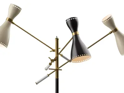 Italian Tri Arm Floor Lamp 3D model