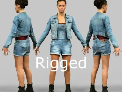 Jeans Girl Rigged Low-poly 3D model