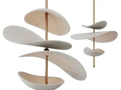 2Selene pendant chandelier by Elsa Foulon-02 - 2lights - 2mat  3D model