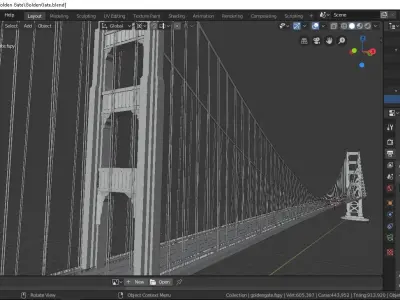 Bridge Golden Gate Low-poly 3D model