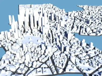 Cityscape city in shape of snow globe 3D model