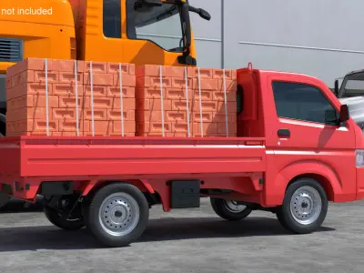  Red Suzuki Carry Truck with a Load of Bricks 