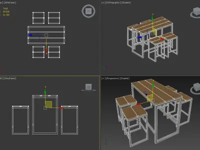 Bar furniture set Low-poly 3D model