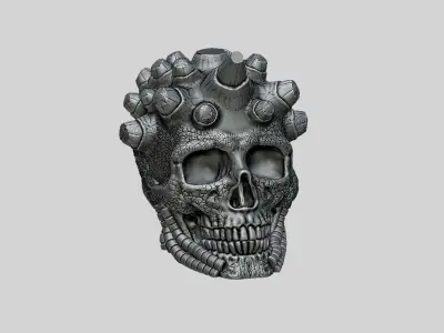 Robot Skull Headphone Stand Cyborg Headset Stand 3D print model