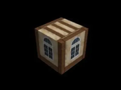 Colonial wooden box with windows Free low-poly 3D model