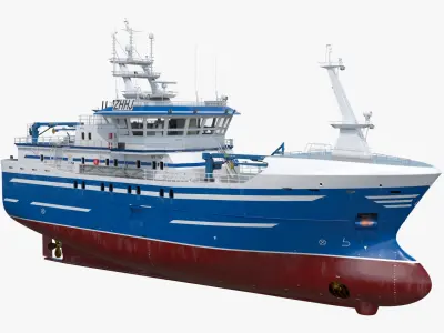  Deep Sea Longline Trawler Blue Rigged 