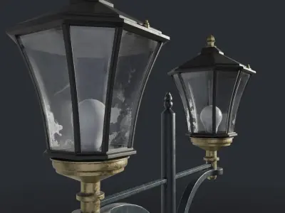 Standart Street Lamp whith double stand 3D model