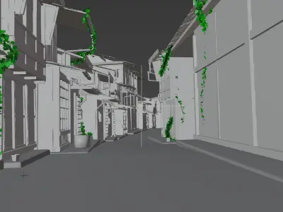 Japan houses shop model with blender file Low-poly 3D model
