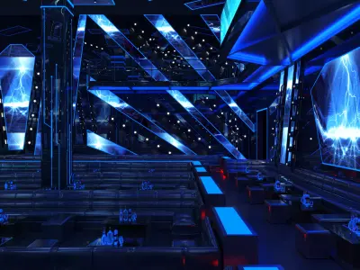 nightclub interior of with neon lights  3D model