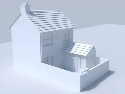 3D Terraced house low poly 3D model