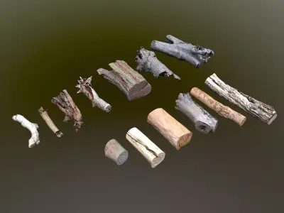 Tree Logs Low-poly 3D model