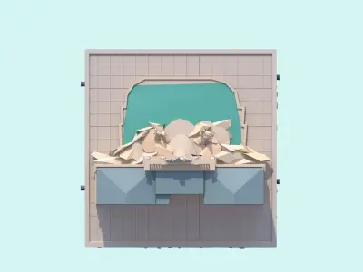 Cartoon Low Poly Trevi Fountain Low-poly 3D model