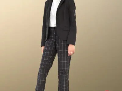 Francine 11280 - Masked Asian Woman Standing Low-poly 3D model