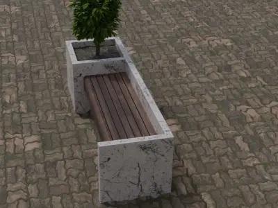 Street Bench Low-poly 3D model 10