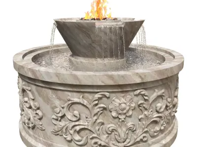 Classic Stone Fountain and Fire pit 3D model