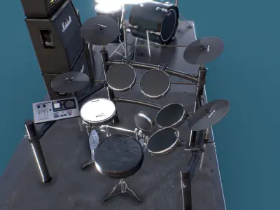 Just a Couple of Drum kits Low-poly 3D model