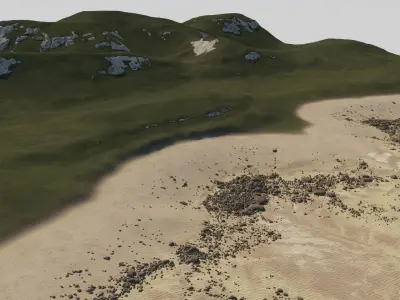 Landscape Shallow Coastline Low-poly 3D model
