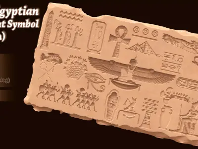 520 Egyptian Ancient symbol Alpha and photoshop brush 3D model