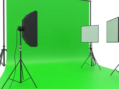 Photo Studio Softbox with Green Screen 3D model