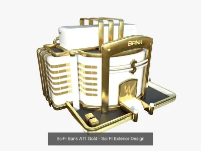 10 Sci Fi Buildings Collection K - Gold - Exterior Design 3D Model Pack