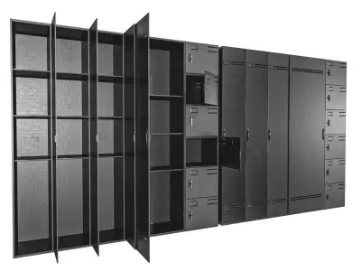 Metal Cabinet  Set Low-poly 3D model