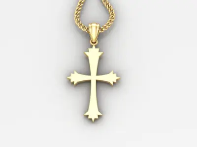 Light Gold 18K Cross Pendant 1CP021 3D print model