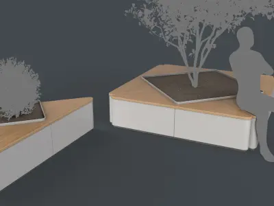 Modern Outdoor Bench 117 PBR Game Ready Low-poly 3D model