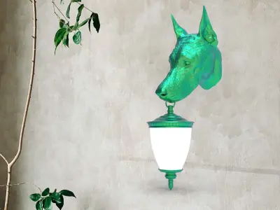 dog Head Wall Lamp 3D print model shop