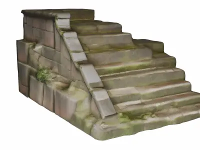 Ancient Incan Stone Staircase 3D Model FBX OBJ Low-poly 3D model