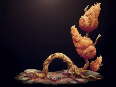 Stylish cartoon tree Low-poly 3D model