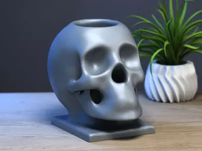 Skull robot pen holder Cyborg pen holder 3D print model buy