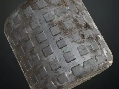 Worn Light Blue Rusty Corrugated Metal PBR Seamless Texture