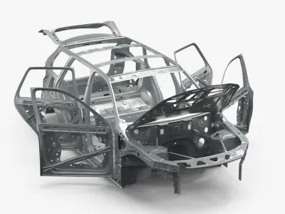  SUV Car Chassis Structure Rigged for Cinema 4D 