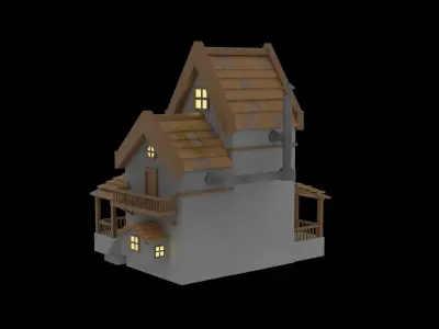 Low Poly House 3D Model Low-poly 3D model