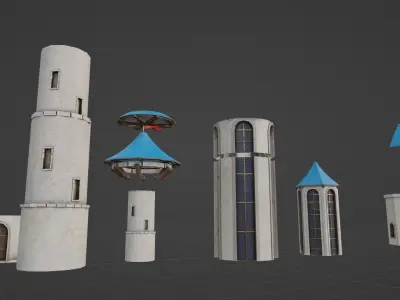 modular medieval building parts with 4k pbr textures  Low-poly 3D model
