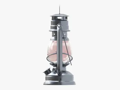 Old kerosene metal lamp 03 3D model