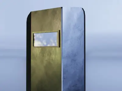 Shield metal tower with sky behind it Low-poly 3D model