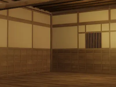 Japanese House 3d with Interior Low-poly 3D model