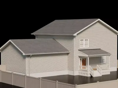 American Cottage House 10 Low-poly 3D model