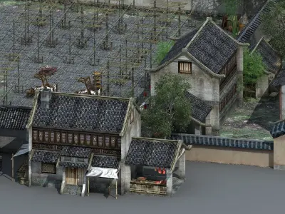 Old Courtyard Low-poly 3D model