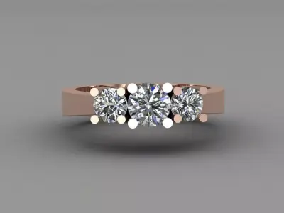 Rose Gold Women Diamond Ring 3D print model 3D print model 62
