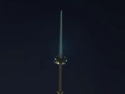 Chineese stylized two-handed sword Low-poly 3D model