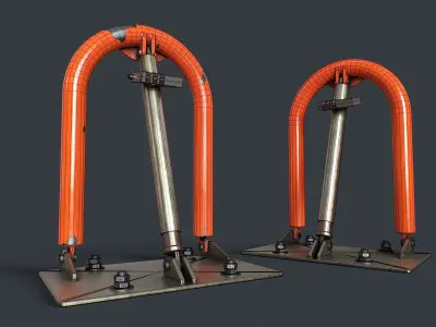 Folding Parking Barrier 1 PBR Game Ready Low-poly 3D model