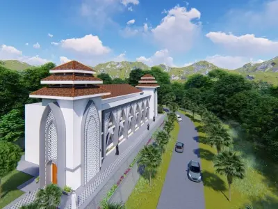 class building with islamic design exterior 3D model