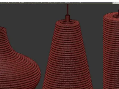 RENORD three pendant lights with orange and shades Low-poly 3D model