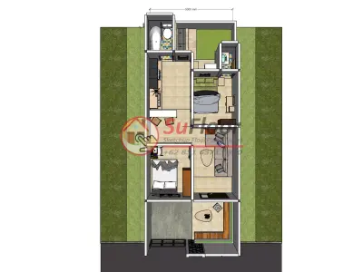 House 5x13m code 584 - Sketchup 3D model 3D model 3D model